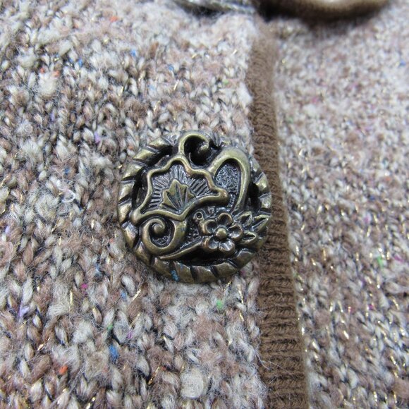 Christopher & Banks Women's Brown w/Gold Thread Button Up Sleeveless Vest  XL - Picture 5 of 11